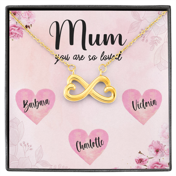 Mum Customized Pendant, Infinity Hearts Necklace, Customized Pendant For Her, Mother's Day Gift, Birthday Gift, Christmas, Anniversary, Gift For Her, Valentine's Day, Jewelry For Her
