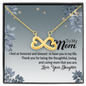 To My Mom, Infinity Hearts Necklace With Thank You For Being The Loving And Caring Mom Message Card, Pendant For Her, Mother's Day Gift, Birthday, Anniversary, Gift For Her, Jewelry For Her