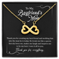 To My Boyfriend's Mom, Infinity Hearts Necklace With Thanks You For Everything Message Card, Mother's Day Gift, Birthday, Anniversary, Pendant For Her, Jewelry For Her