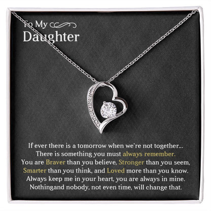TO MY DAUGHTER, FOREVER LOVE NECKLACE WITH MESSAGE CARD, BIRTHDAY AND DAUGHTERS DAY GIFT FOR HER