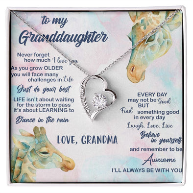 TO MY GRANDDAUGHTER, FOREVER LOVE NECKLACE WITH MESSAGE CARD FOR GRANDDAUGHTER, BIRTHDAY GIFT FOR HER, FROM GRANDMA