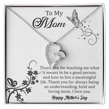 TO MY MOM, FOREVER LOVE NECKLACE FOR MOM, NECKLACE WITH MESSAGE CARD, BIRTHDAY, MOTHER'S DAY GIFT FOR HER