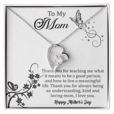TO MY MOM, FOREVER LOVE NECKLACE FOR MOM, NECKLACE WITH MESSAGE CARD, BIRTHDAY, MOTHER'S DAY GIFT FOR HER