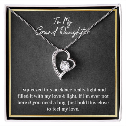 MY GRANDDAUGHTER, FOREVER LOVE NECKLACE WITH MESSAGE CARD FOR GRANDDAUGHTER, BIRTHDAY GIFT FOR HER, FROM GRANDMA/GRANDPA