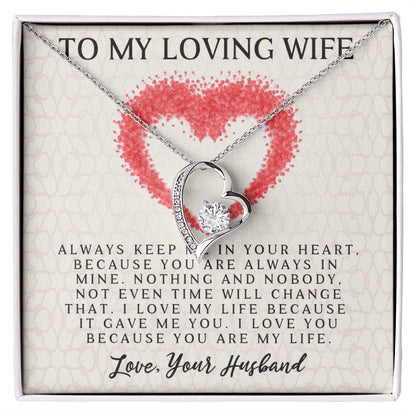 Forever Love Necklace, My Loving Wife, Necklace With Message Card, Birthday Gift For Her