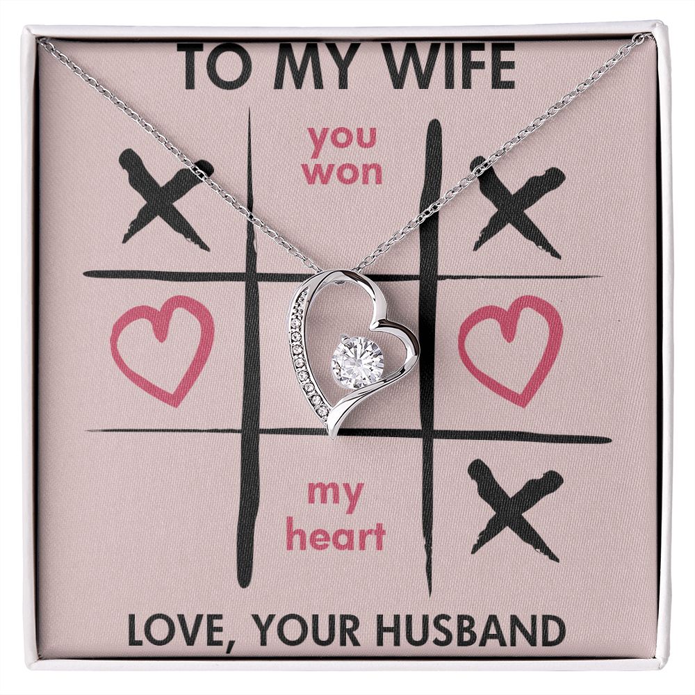 Forever Love Necklace, You Won My Heart, Wife Necklace With Message Card, Birthday Gift For Her