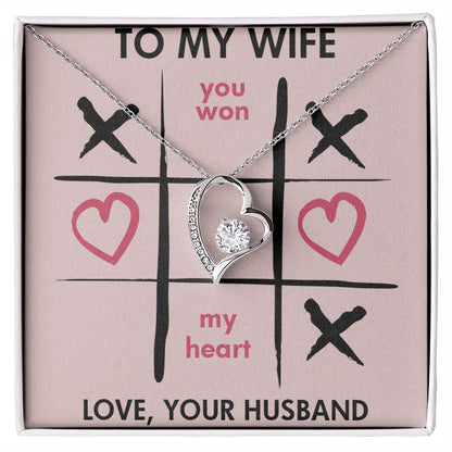 Forever Love Necklace, You Won My Heart, Wife Necklace With Message Card, Birthday Gift For Her