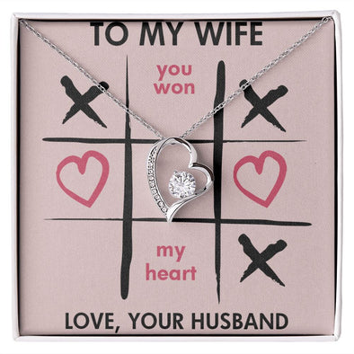 Forever Love Necklace, You Won My Heart, Wife Necklace With Message Card, Birthday Gift For Her