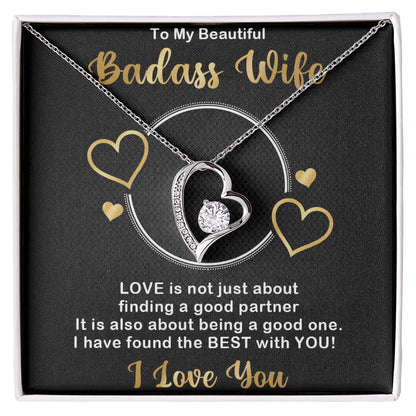 Forever Love Necklace, Badass Wife, Necklace With Message Card, Birthday Gift For Her
