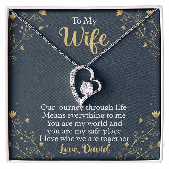 To My Beautiful Wife, Forever Love Necklace With I Love Who We Are Together Message Card, Pendant For Her, Jewelry For Her, Anniversary, Birthday, Gift For Her, Customized Message Card