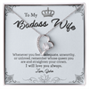 My Badass Wife, Forever Love Necklace With Straighten Your Crown And Remember I Will Love You Always Message Card, Jewelry For Her, Birthday, Gift For Her, Pendant For Her, Customized Message Card