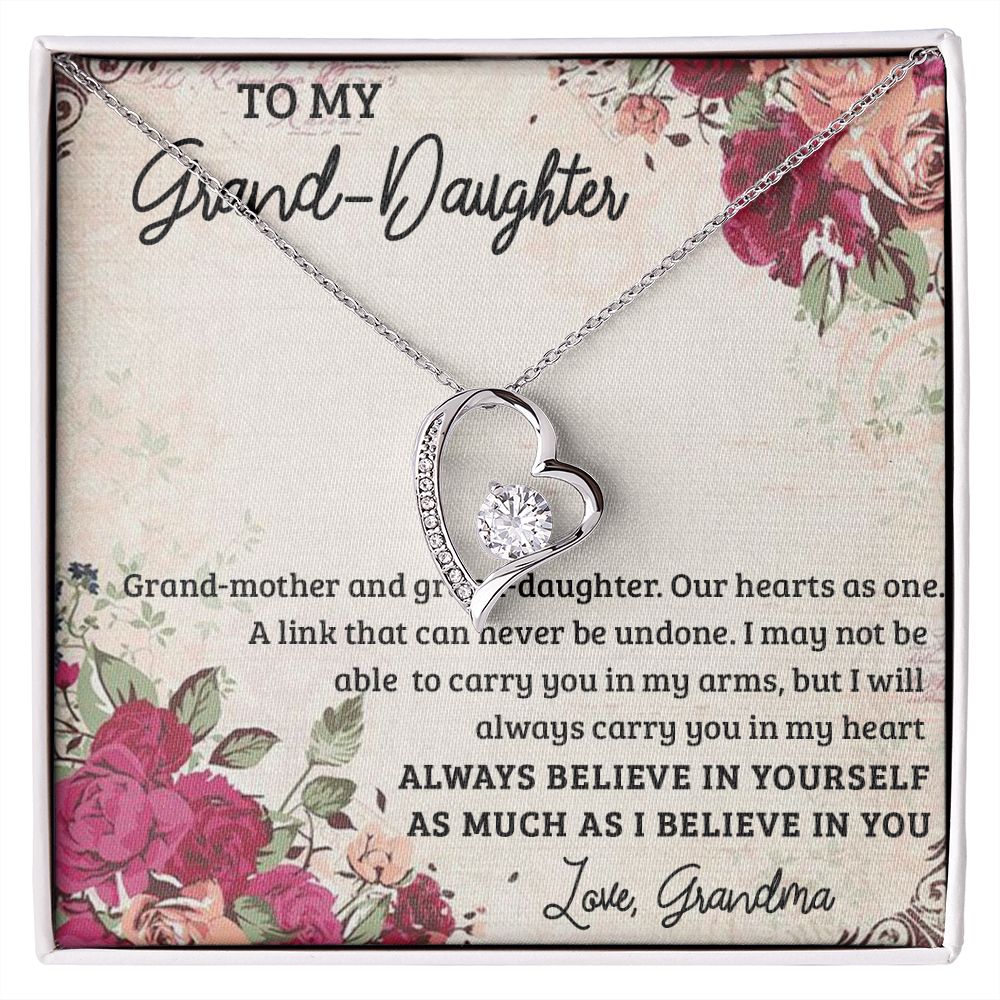 GRANDMOTHER AND GRANDDAUGHTER, FOREVER LOVE NECKLACE WITH MESSAGE CARD FOR GRANDDAUGHTER, BIRTHDAY GIFT FOR HER, FROM GRANDMA