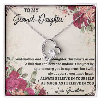 GRANDMOTHER AND GRANDDAUGHTER, FOREVER LOVE NECKLACE WITH MESSAGE CARD FOR GRANDDAUGHTER, BIRTHDAY GIFT FOR HER, FROM GRANDMA