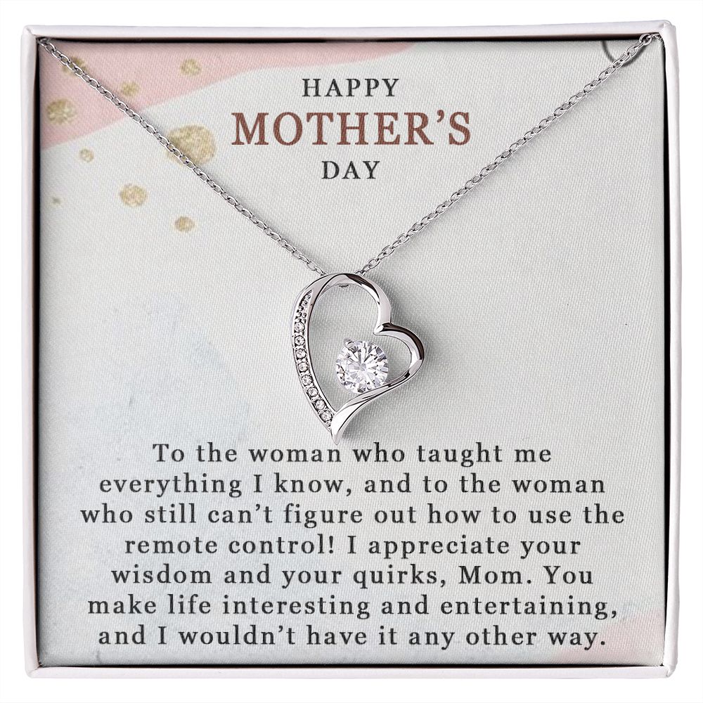 HAPPY MOTHERS DAY, FOREVER LOVE NECKLACE FOR MOM, NECKLACE WITH MESSAGE CARD, BIRTHDAY, MOTHER'S DAY GIFT FOR HER, FROM DAUGHTER/SON