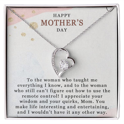 HAPPY MOTHERS DAY, FOREVER LOVE NECKLACE FOR MOM, NECKLACE WITH MESSAGE CARD, BIRTHDAY, MOTHER'S DAY GIFT FOR HER, FROM DAUGHTER/SON