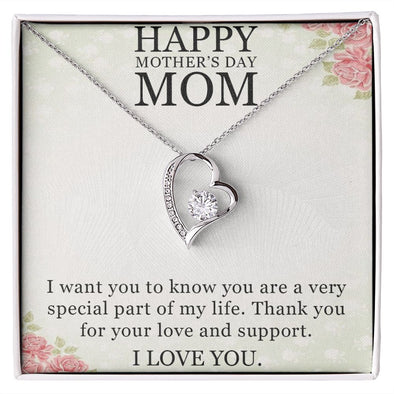 HAPPY MOTHER'S DAY MOM, I LOVE YOU, FOREVER LOVE NECKLACE FOR MOM, NECKLACE WITH MESSAGE CARD, BIRTHDAY, MOTHER'S DAY GIFT FOR HER