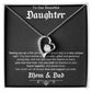 TO OUR BEAUTIFUL DAUGHTER, FOREVER LOVE NECKLACE WITH MESSAGE CARD, FROM MOM AND DAD, BIRTHDAY AND DAUGHTERS DAY GIFT FOR HER