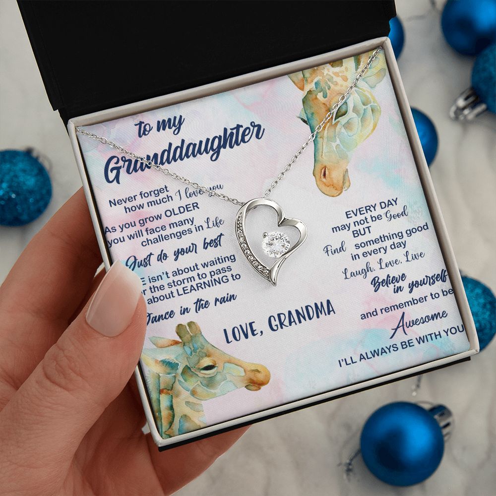 TO MY GRANDDAUGHTER, FOREVER LOVE NECKLACE WITH MESSAGE CARD FOR GRANDDAUGHTER, BIRTHDAY GIFT FOR HER, FROM GRANDMA