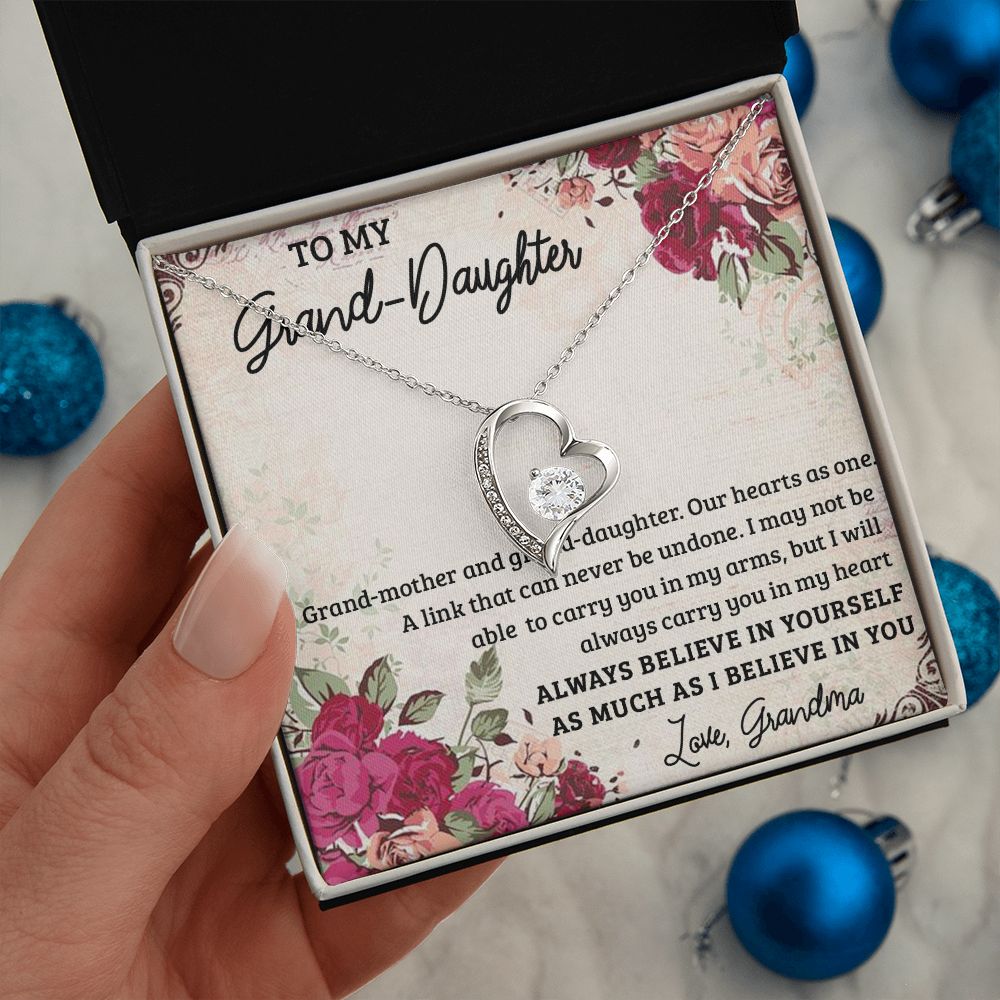 GRANDMOTHER AND GRANDDAUGHTER, FOREVER LOVE NECKLACE WITH MESSAGE CARD FOR GRANDDAUGHTER, BIRTHDAY GIFT FOR HER, FROM GRANDMA