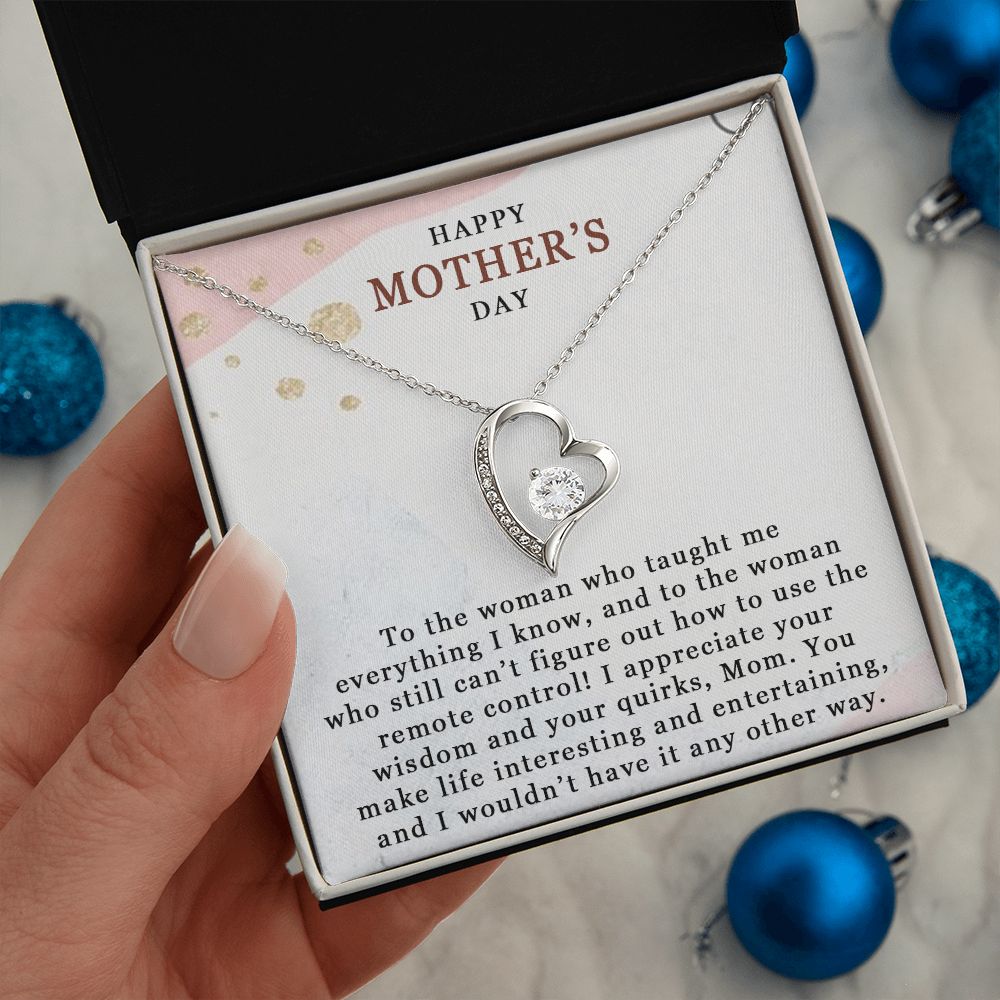 HAPPY MOTHERS DAY, FOREVER LOVE NECKLACE FOR MOM, NECKLACE WITH MESSAGE CARD, BIRTHDAY, MOTHER'S DAY GIFT FOR HER, FROM DAUGHTER/SON