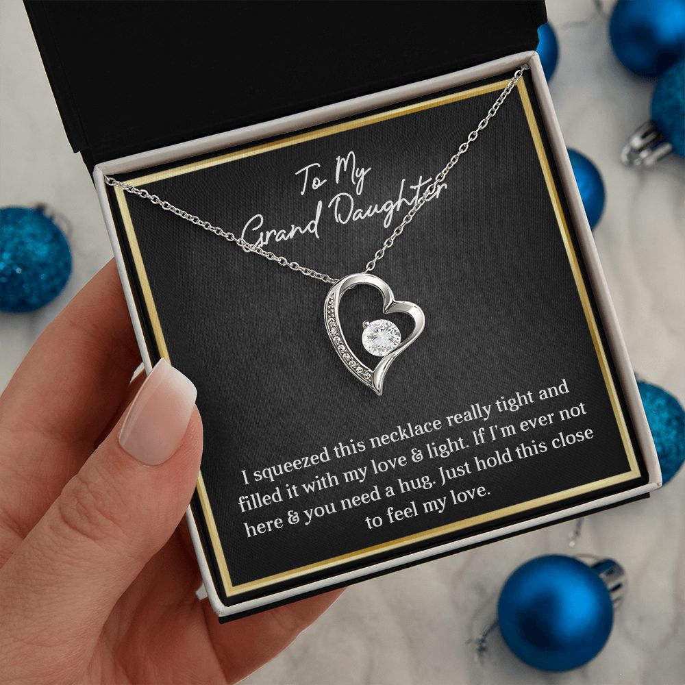 MY GRANDDAUGHTER, FOREVER LOVE NECKLACE WITH MESSAGE CARD FOR GRANDDAUGHTER, BIRTHDAY GIFT FOR HER, FROM GRANDMA/GRANDPA