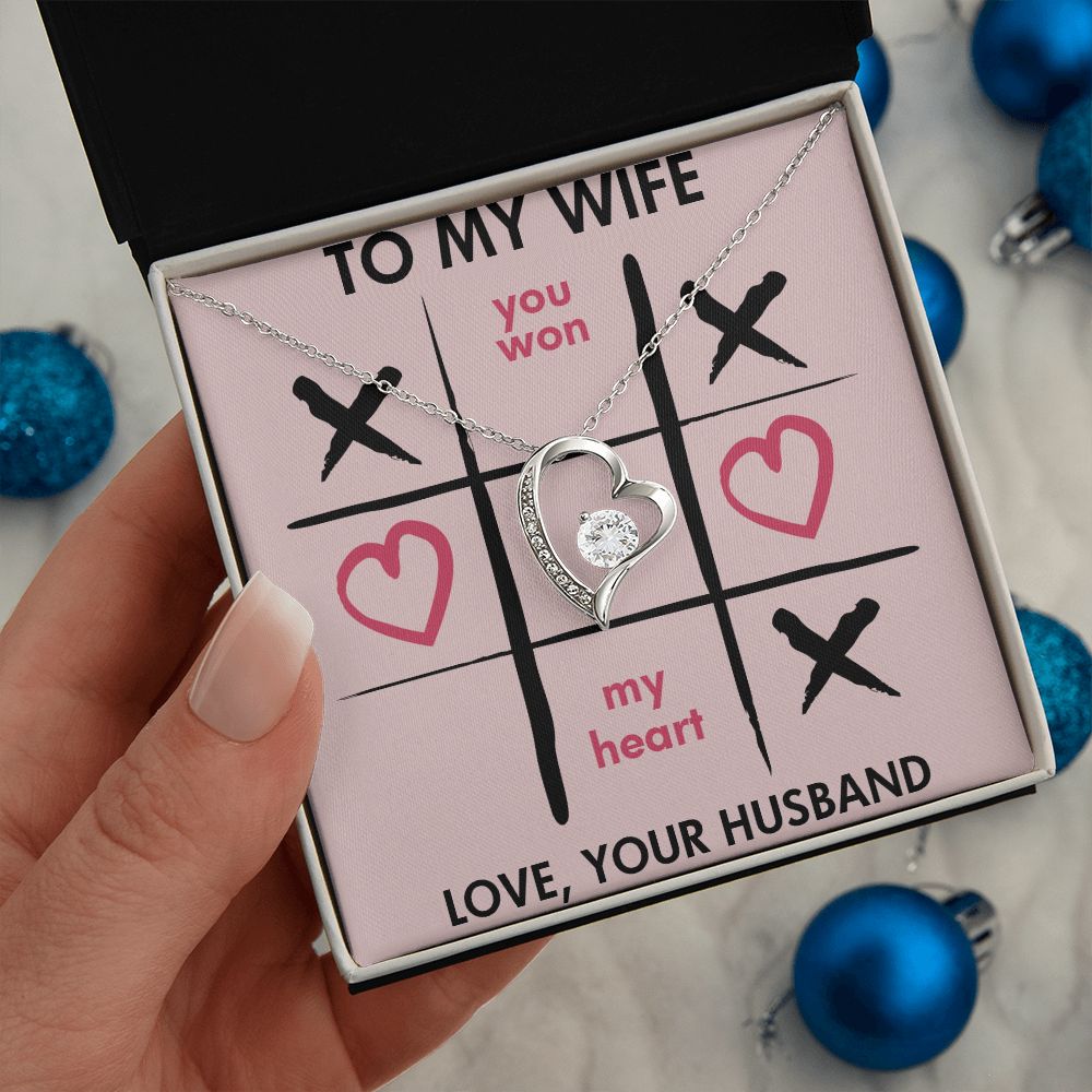 Forever Love Necklace, You Won My Heart, Wife Necklace With Message Card, Birthday Gift For Her