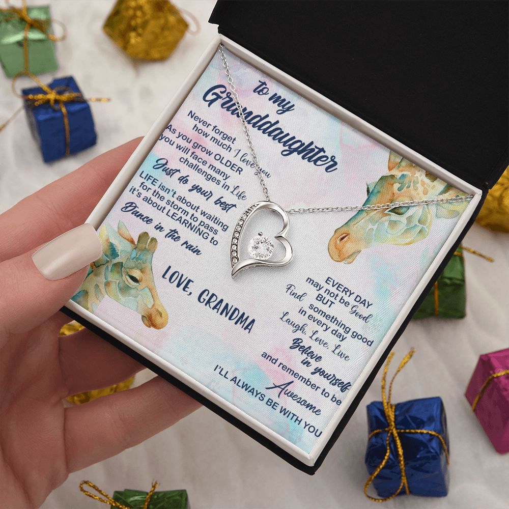 TO MY GRANDDAUGHTER, FOREVER LOVE NECKLACE WITH MESSAGE CARD FOR GRANDDAUGHTER, BIRTHDAY GIFT FOR HER, FROM GRANDMA