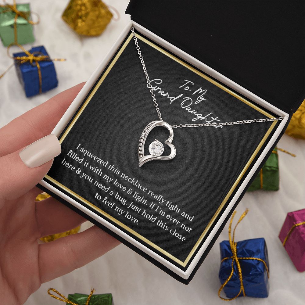 MY GRANDDAUGHTER, FOREVER LOVE NECKLACE WITH MESSAGE CARD FOR GRANDDAUGHTER, BIRTHDAY GIFT FOR HER, FROM GRANDMA/GRANDPA