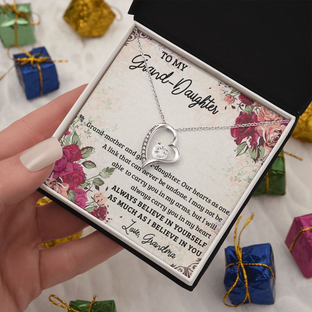 GRANDMOTHER AND GRANDDAUGHTER, FOREVER LOVE NECKLACE WITH MESSAGE CARD FOR GRANDDAUGHTER, BIRTHDAY GIFT FOR HER, FROM GRANDMA