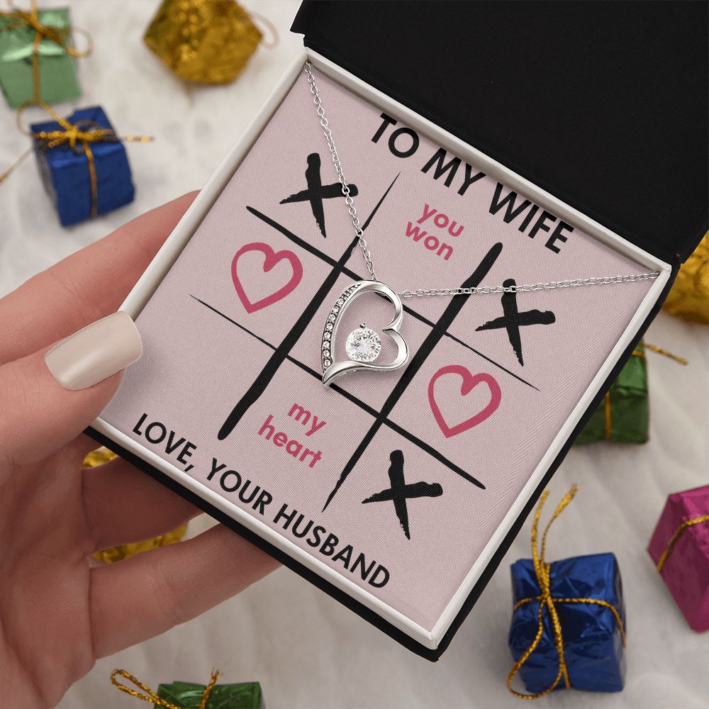 Forever Love Necklace, You Won My Heart, Wife Necklace With Message Card, Birthday Gift For Her