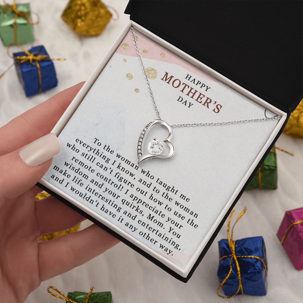 HAPPY MOTHERS DAY, FOREVER LOVE NECKLACE FOR MOM, NECKLACE WITH MESSAGE CARD, BIRTHDAY, MOTHER'S DAY GIFT FOR HER, FROM DAUGHTER/SON