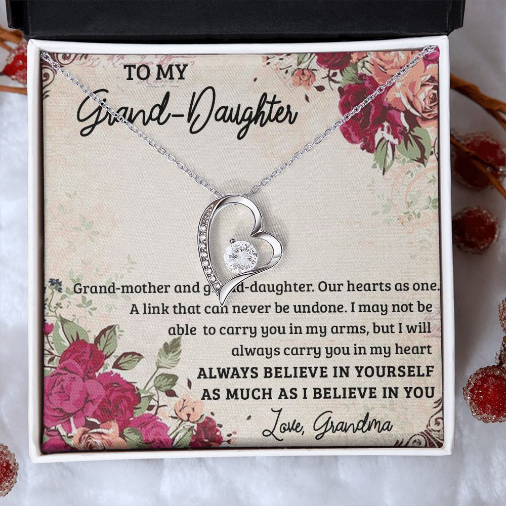 GRANDMOTHER AND GRANDDAUGHTER, FOREVER LOVE NECKLACE WITH MESSAGE CARD FOR GRANDDAUGHTER, BIRTHDAY GIFT FOR HER, FROM GRANDMA