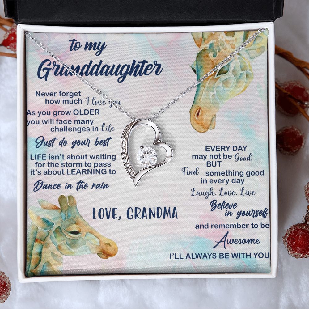 TO MY GRANDDAUGHTER, FOREVER LOVE NECKLACE WITH MESSAGE CARD FOR GRANDDAUGHTER, BIRTHDAY GIFT FOR HER, FROM GRANDMA