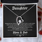 TO OUR BEAUTIFUL DAUGHTER, FOREVER LOVE NECKLACE WITH MESSAGE CARD, FROM MOM AND DAD, BIRTHDAY AND DAUGHTERS DAY GIFT FOR HER