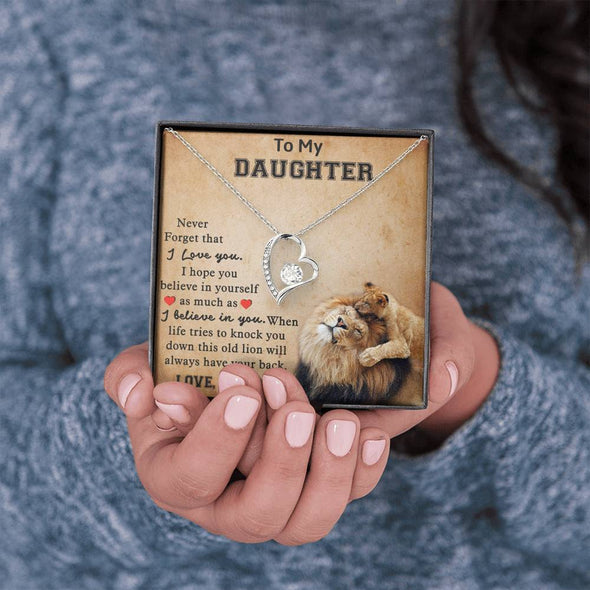 To My Daughter, Never Forget That I Love You, Necklace With Message Card, Birthday Gift, Customized Heart Necklace, Forever Love Necklace, Gift Ideas For Daughter