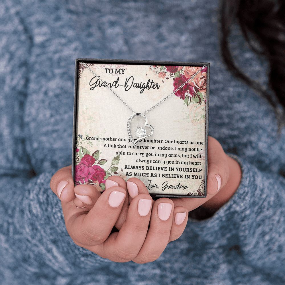 GRANDMOTHER AND GRANDDAUGHTER, FOREVER LOVE NECKLACE WITH MESSAGE CARD FOR GRANDDAUGHTER, BIRTHDAY GIFT FOR HER, FROM GRANDMA