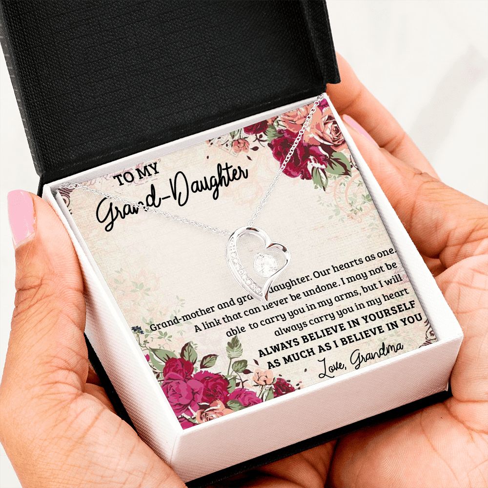 GRANDMOTHER AND GRANDDAUGHTER, FOREVER LOVE NECKLACE WITH MESSAGE CARD FOR GRANDDAUGHTER, BIRTHDAY GIFT FOR HER, FROM GRANDMA