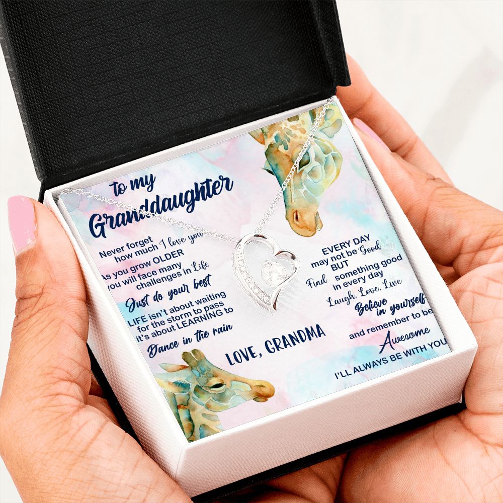 TO MY GRANDDAUGHTER, FOREVER LOVE NECKLACE WITH MESSAGE CARD FOR GRANDDAUGHTER, BIRTHDAY GIFT FOR HER, FROM GRANDMA