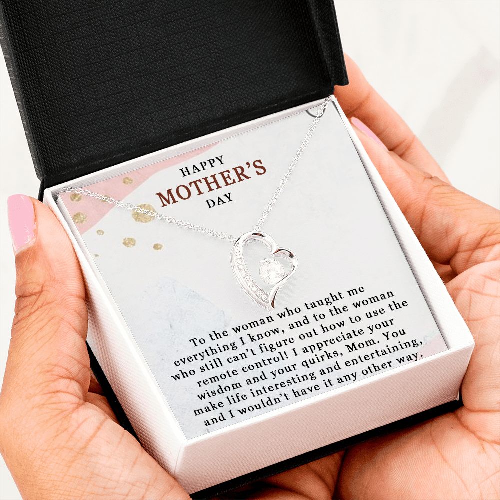 HAPPY MOTHERS DAY, FOREVER LOVE NECKLACE FOR MOM, NECKLACE WITH MESSAGE CARD, BIRTHDAY, MOTHER'S DAY GIFT FOR HER, FROM DAUGHTER/SON