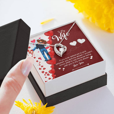Customized Necklace For Valentine's Day, Silver Pendant, Personalized Couple Gifts, To My Wife Being With You Is My Only Dream Customized Heart Necklace