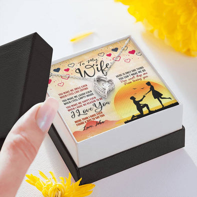 To My Wife, You Make Me Smile Even When I Feel Empty Inside, Customized Heart Shape Necklace For Wife, Personalize Pendant, Jewelry For Her, Anniversary