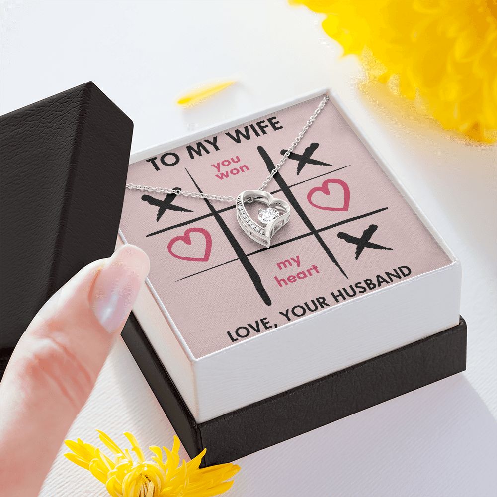Forever Love Necklace, You Won My Heart, Wife Necklace With Message Card, Birthday Gift For Her