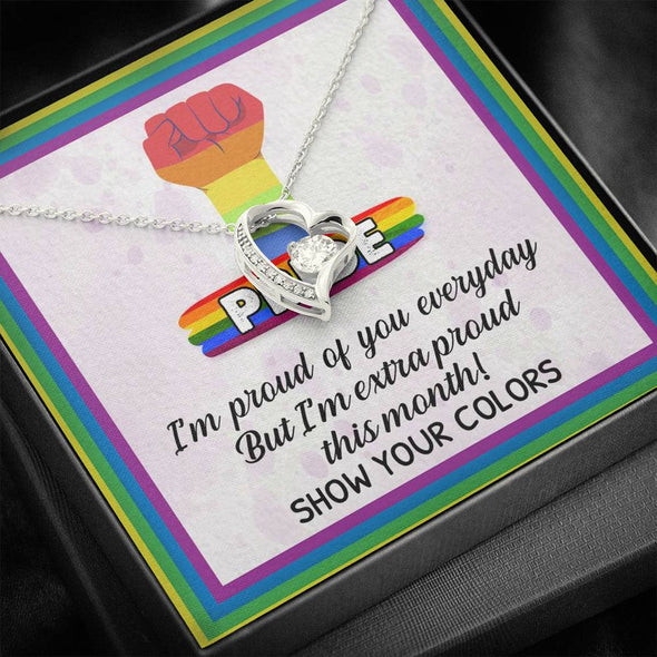 Dear Wife, I'm Proud Of You every day, Silver And Gold Jewelry For Wife, Forever Love Necklace, Wedding Necklace, Congratulations Gift, Necklace For LGBT Couples