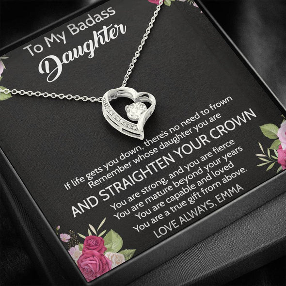 To My Daughter, You Are A True Gift From Above, Necklace With Message Card, Gift Ideas For Daughter, Birthday Gift, Customized Hearts Necklace, Forever Love Necklace