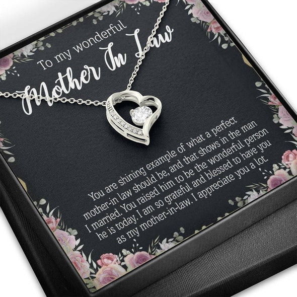 Mother In Law Necklace With Message Card, I Appreciate You a Lot, Mother's Day Necklace, Heart Necklace, Birthday Gift, Christmas Gift, Heart Necklace