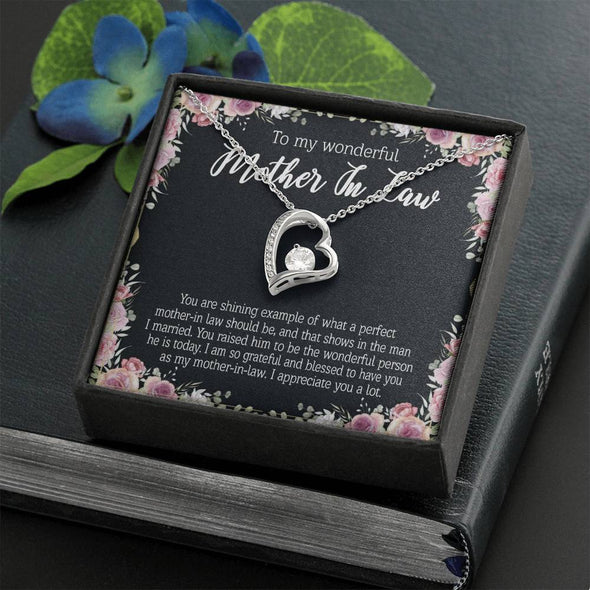 Mother In Law Necklace With Message Card, I Appreciate You a Lot, Mother's Day Necklace, Heart Necklace, Birthday Gift, Christmas Gift, Heart Necklace
