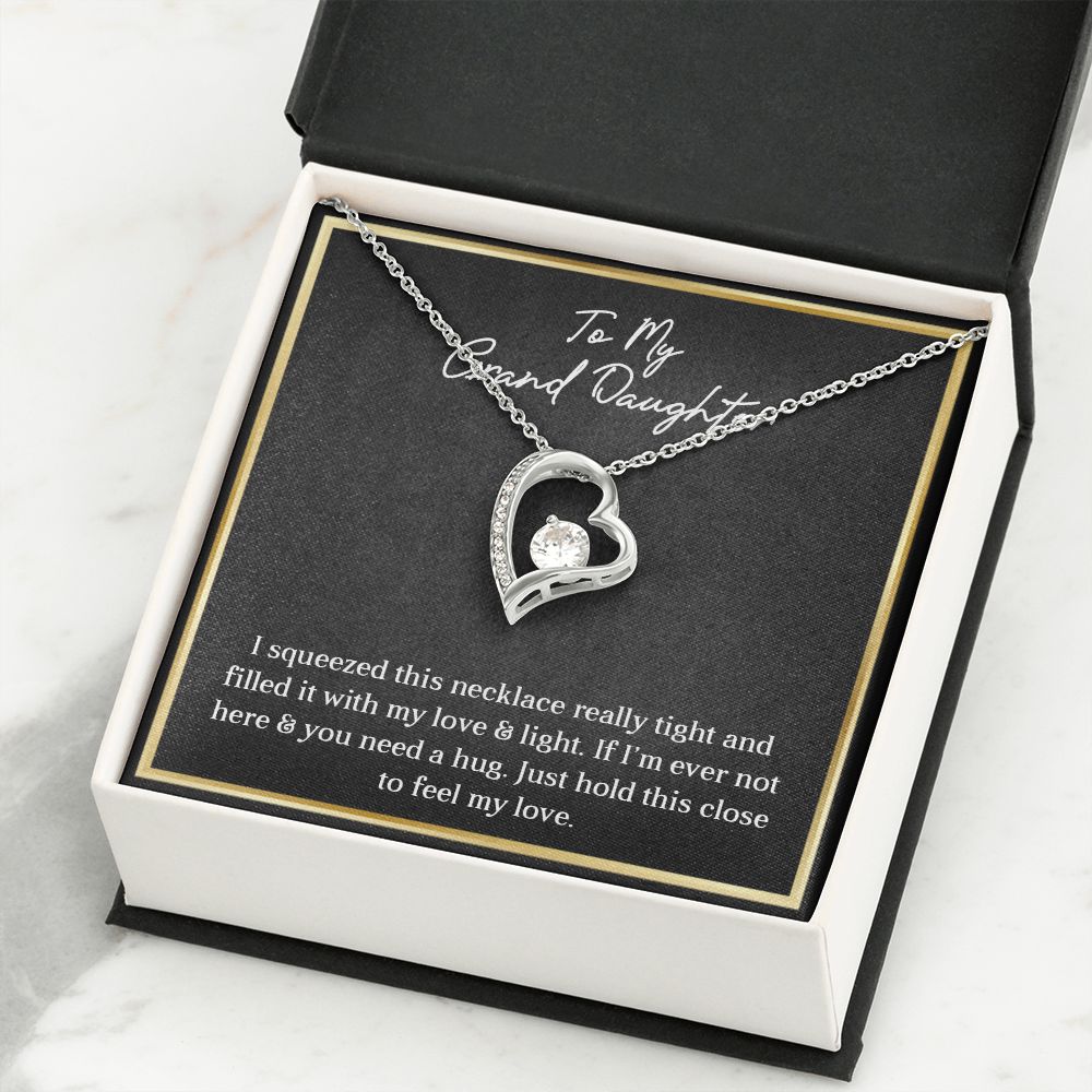 MY GRANDDAUGHTER, FOREVER LOVE NECKLACE WITH MESSAGE CARD FOR GRANDDAUGHTER, BIRTHDAY GIFT FOR HER, FROM GRANDMA/GRANDPA