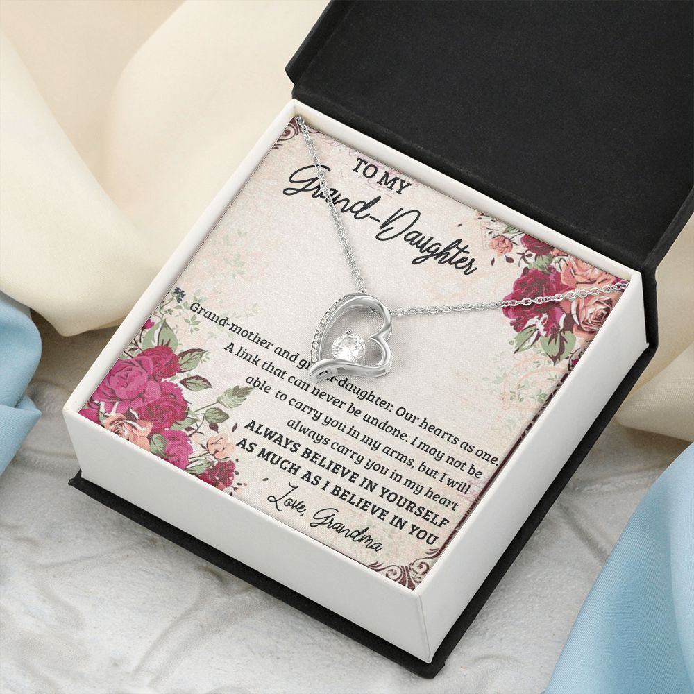 GRANDMOTHER AND GRANDDAUGHTER, FOREVER LOVE NECKLACE WITH MESSAGE CARD FOR GRANDDAUGHTER, BIRTHDAY GIFT FOR HER, FROM GRANDMA