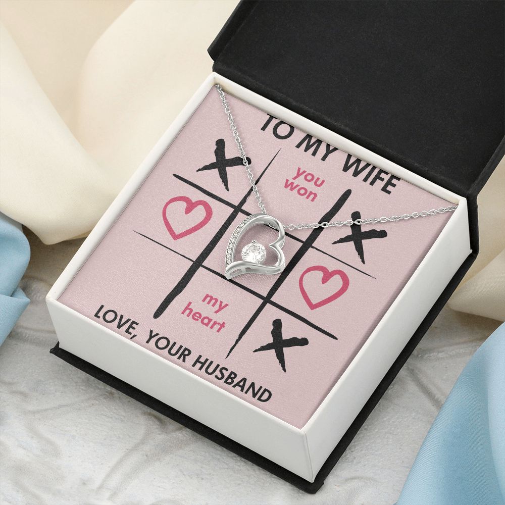Forever Love Necklace, You Won My Heart, Wife Necklace With Message Card, Birthday Gift For Her
