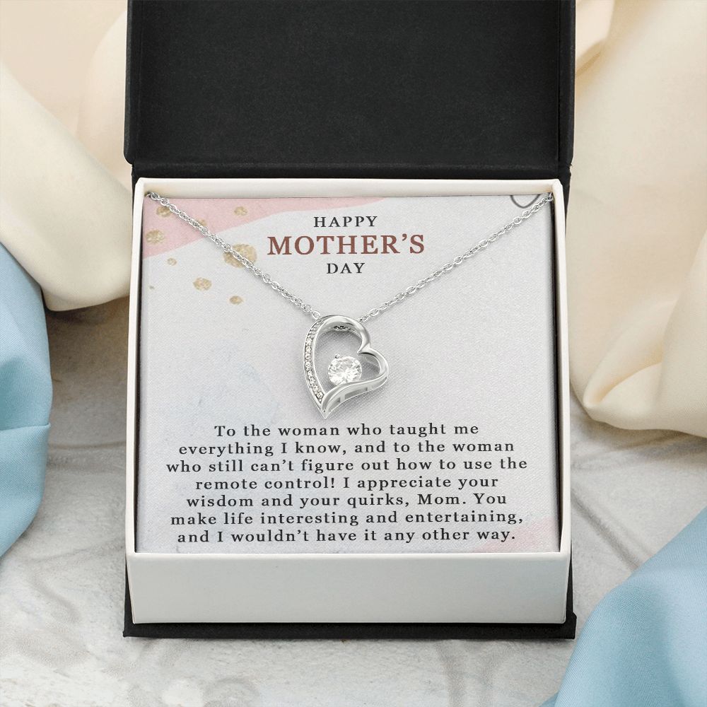 HAPPY MOTHERS DAY, FOREVER LOVE NECKLACE FOR MOM, NECKLACE WITH MESSAGE CARD, BIRTHDAY, MOTHER'S DAY GIFT FOR HER, FROM DAUGHTER/SON